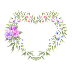 Hand-painted watercolor floral Valentine frame