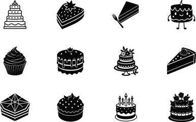 Delicious Cakes, Pies, Cupcakes Sweet Treats Bakery Icons