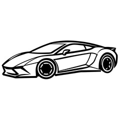 Black sports car and classic black and white car isolated on a white background