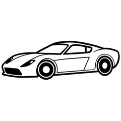 Fototapeta premium Black sports car and classic black and white car isolated on a white background