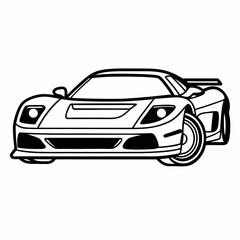 Naklejka premium Black sports car and classic black and white car isolated on a white background