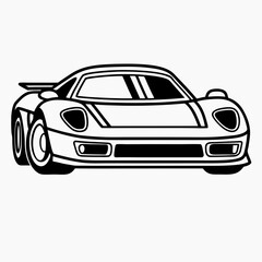 Naklejka premium Black sports car and classic black and white car isolated on a white background