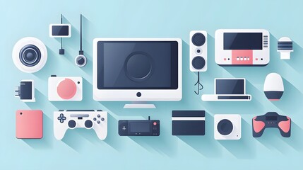 Smart Technology Gadgets Vector Illustration in Modern Flat Design