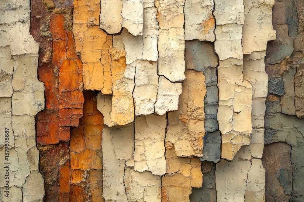 Poster textured abstract pattern featuring aged, stratified layers with visible cracks and tonal variations