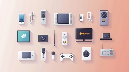 Modern Smart Home Device Collection in Minimalist Flat Illustration