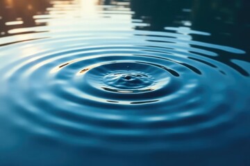 Distinctive circular ripples spreading on still water, movement, rings