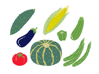 夏野菜の手書きイラスト
