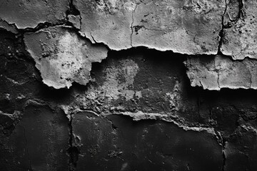 Obraz premium Peeling textured black paint on rough wall surface