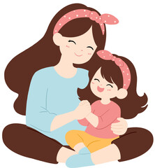 Mother’s Day Set Cute Mother and Child Clipart 