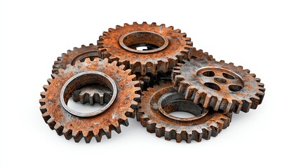 Rusty gears showcasing industrial machinery parts.