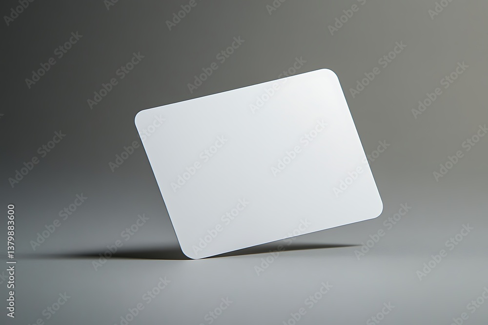 Poster simple white card floating on gray seamless background with soft shadow