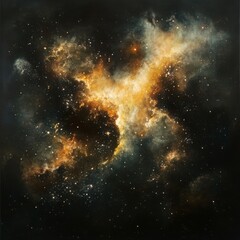 Obraz premium Majestic Cosmic Landscape with Stellar Nebula and Bright Galaxies