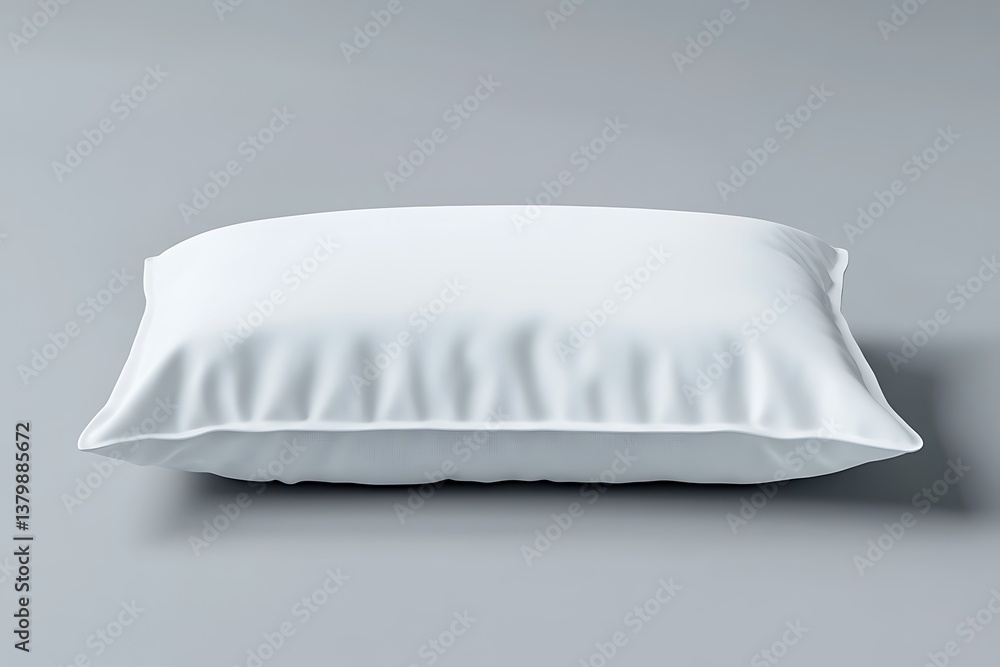 Poster soft white pillow resting on a light gray surface in simple composition