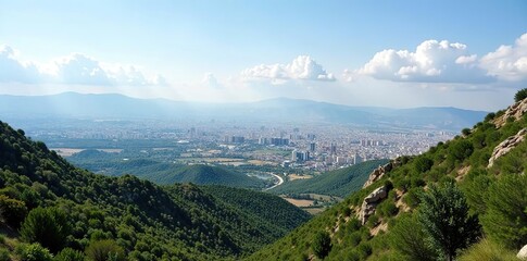 Breathtaking view of Jezzine landscapes with urban cityscape against the sky in South Lebanon Middle East,  Middle East,  cityscape