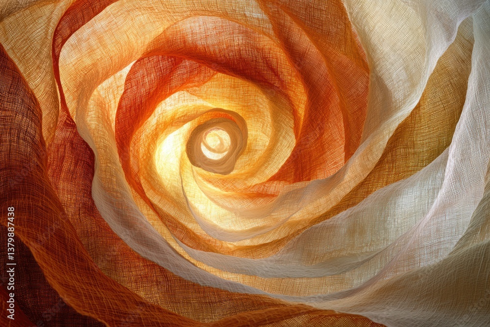 Aufkleber Abstract swirl of translucent fabrics in warm earthy tones, illuminated from within, creating a sense of depth and texture.
