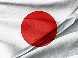 Waved Textured Arafed flag of japan with a red circle on it Symbolizing National Identity and Unity