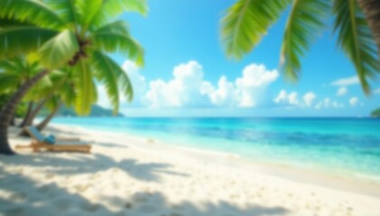 Fototapeta premium Blurred tropical beach background for summer vacation, wander, paradise