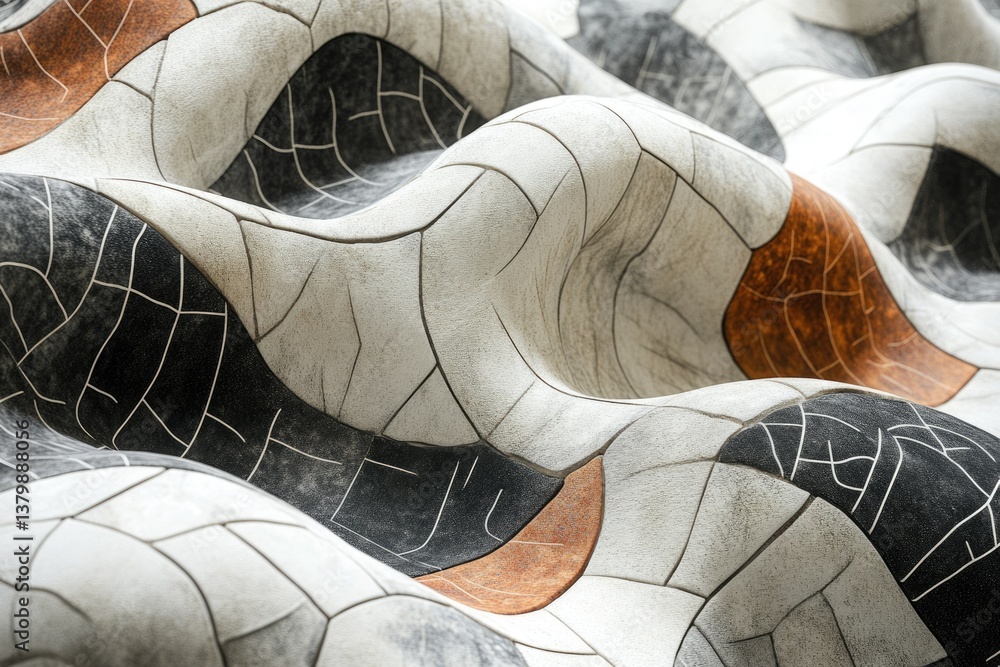 Aufkleber abstract image featuring textured, undulating surface with fragmented designs in shades of brown, gr