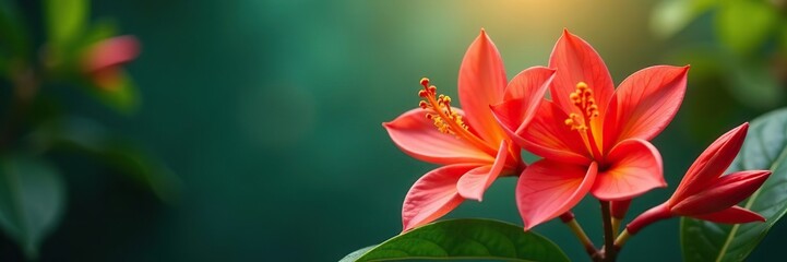 Fototapeta premium Close-up of vibrant tropical flowers in full bloom, flora, tropical plants