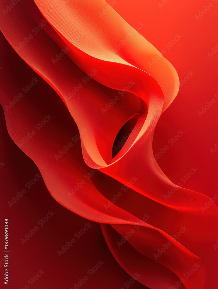 Poster organic abstract shape resembling muscle emerging from a gradient red background conveying a modern 
