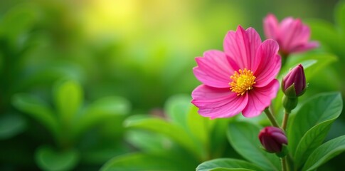 Fototapeta premium Calotrope flowers blooming vibrantly in a lush greenery background, showcasing the beauty of nature, botanical, calotrope