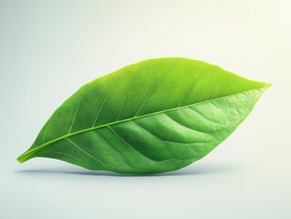 Fototapeta premium Fresh aromatic bay leaf with rich green color isolated on a white background highlighting its natural texture and shape