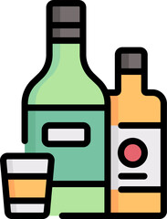 alcoholic drinks Illustration on a white background.