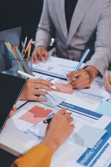 business people in meeting discussing plans together