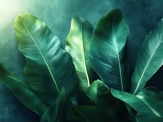 Obraz premium Profound image of a banana plant showcasing its unique structure and lush green leaves in a natural habitat