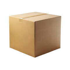 Brown cardboard box isolated on transparent background
