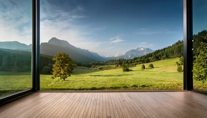 mountain landscape with wooden fence