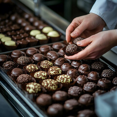 Fabrication artisanale de bonbons au chocolat en atelier