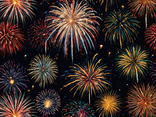 Naklejka premium fireworks in the dark sky