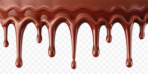 realistic dark liquid  chocolate dripping and flowing down from the top, isolated on white background