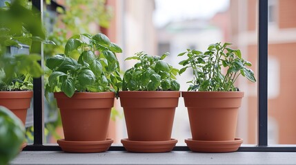 Fototapeta premium Mini balcony garden chaos urban planting adventure in a cozy setting nature's greenery vibrant viewpoint