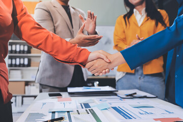 Business handshake for teamwork of business merger and acquisition,successful negotiate,hand...
