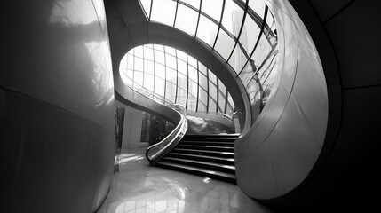 Fototapeta premium Curving Staircase in Modern Building