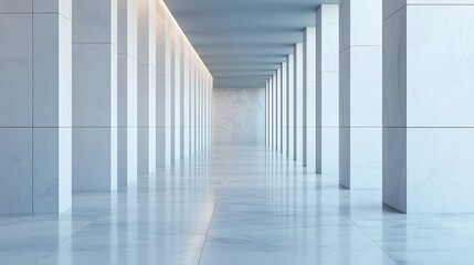 Obraz premium Sleek modern minimalist space design urban location architecture soft tones perspective luxury concept