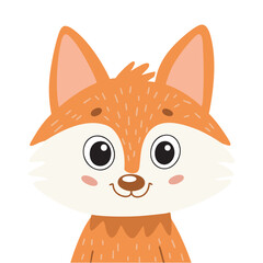 Cute fox face in flat style