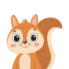 Cute squirrel face in flat style