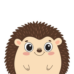 Cute hedgehog face in flat style