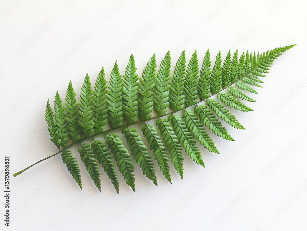 Poster captivating close-up of a single fern leaf displaying its symmetrical frond and botanical splendor i