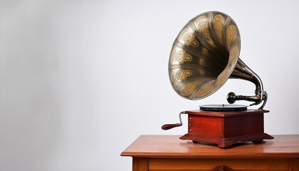 old gramophone isolated on white