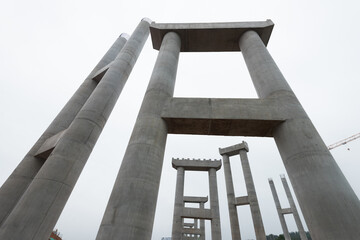 Freeway ramp bridge pier columns