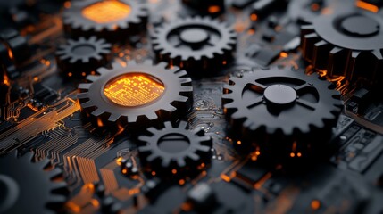 Interlocking gears represent a seamless business stakeholder relationship