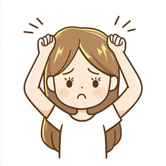 little girl sad on white background