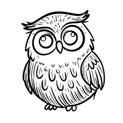 Vector hand drawn illustration of an owl. Doodle drawing for coloring book