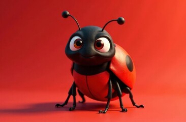 Naklejka premium Cute Cartoon Ladybug Character Design