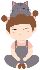 Cute Kids with Lovely Pets Animal Friendship Clipart