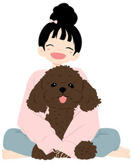 Cute Kids with Lovely Pets Animal Friendship Clipart
